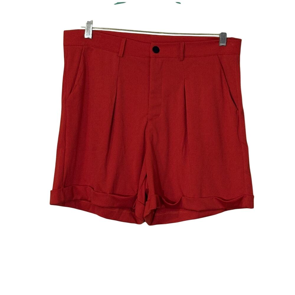 Lyaner Red 2 Piece Halter Top & Shorts Set Size XL Pockets Zipper Front -vn